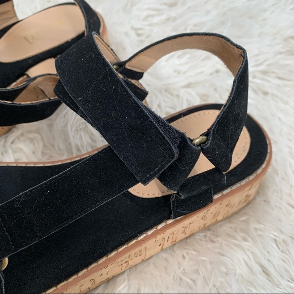 Miim Black Velvet Kork Strappy Platform Sandals Women’s Size 8.5 - Picture 5 of 8